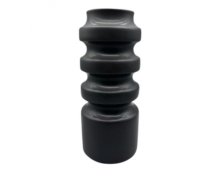 Sagebrook 11" Ceramic Tiered Vase - Black