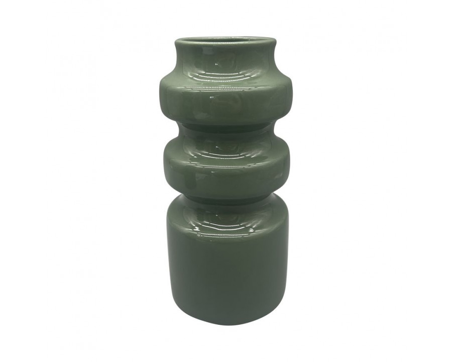 Sagebrook 9" Ceramic Tiered Vase - Dark Sage