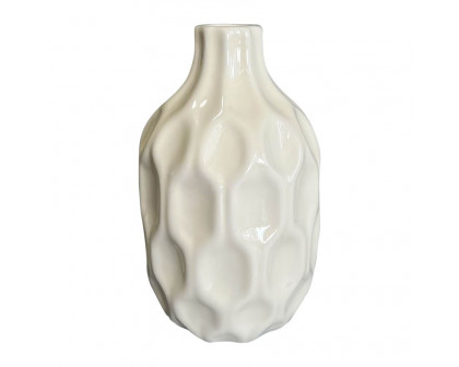 Sagebrook 8" Ceramic Honeycomb Dimpled Vase