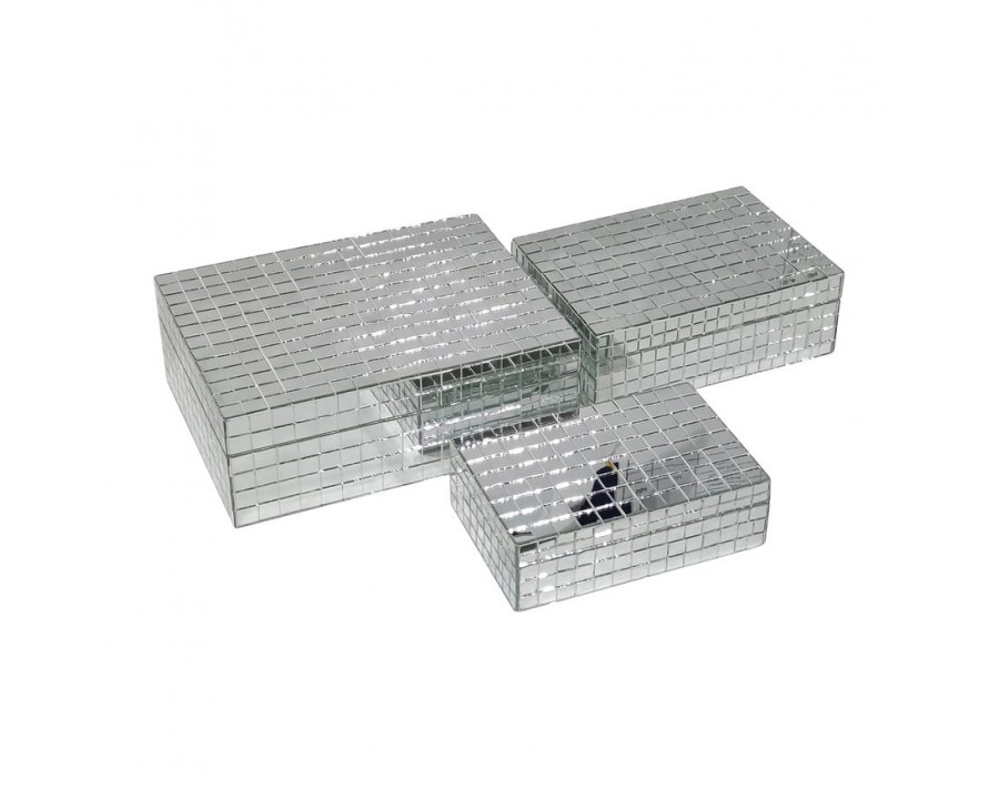 Sagebrook 6"/7"/9" Mosaic Boxes (Set Of 3) - Silver