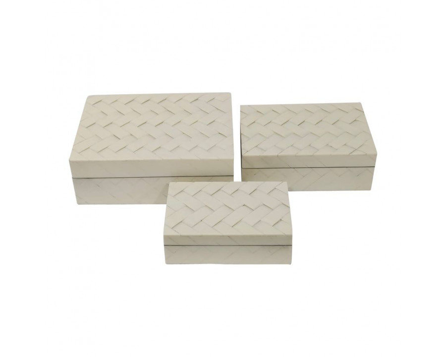 Sagebrook - 6"/7"/9" Chain Boxes (Set Of 3) in Ivory