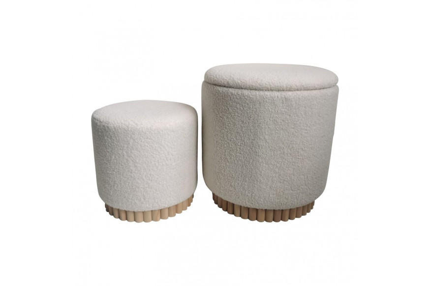 Sagebrook™ Fluted Boucle Ottomans (Set Of 2) - Ivory