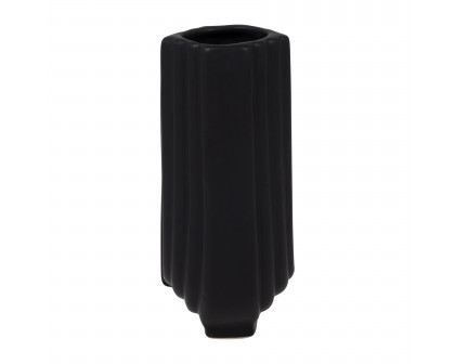 Sagebrook 6" Ceramic Loopy Vase - Black