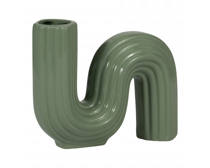 Sagebrook 6" Ceramic Loopy Vase - Dark Sage