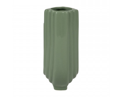 Sagebrook 6" Ceramic Loopy Vase - Dark Sage