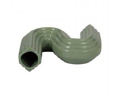 Sagebrook 6" Ceramic Loopy Vase - Dark Sage