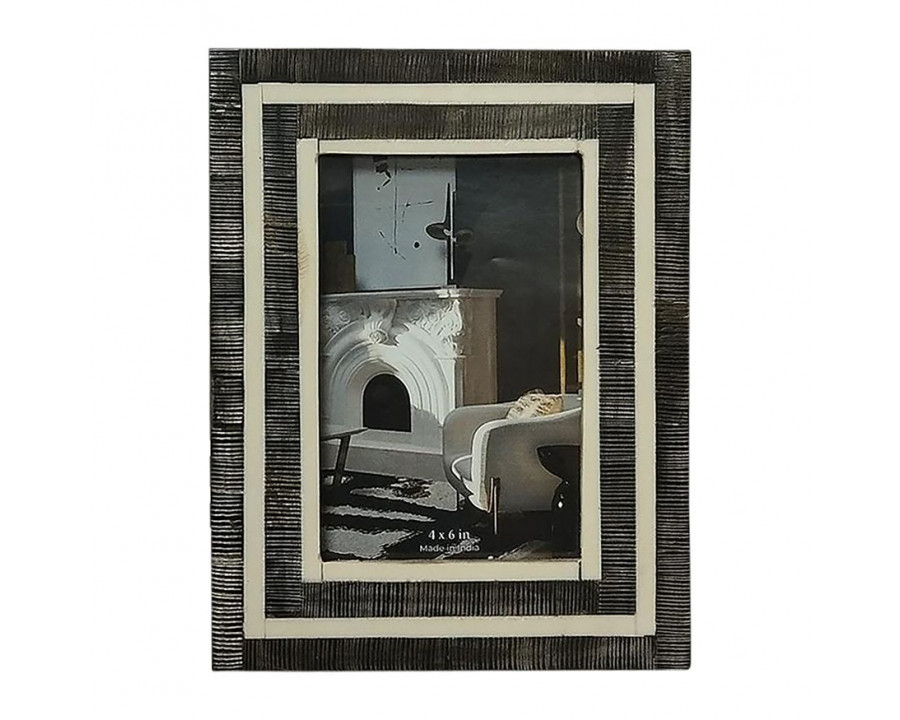 Sagebrook 4"x6" Resin Black Shell Lines Photo Frame - Black/White