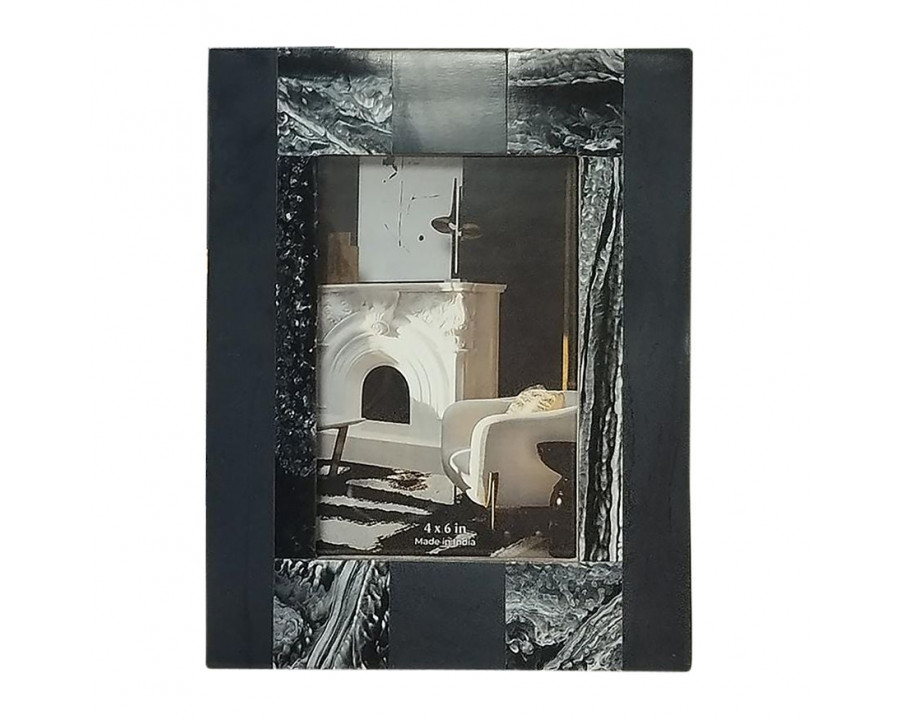 Sagebrook 5"x7" Resin Marbled Photo Frame - Black