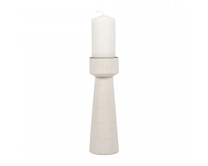 Sagebrook 12" Resin Pillar Candle Holder - Ivory