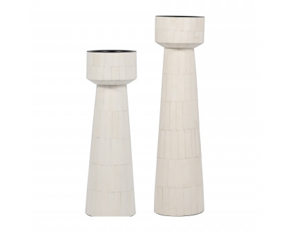 Sagebrook 12" Resin Pillar Candle Holder - Ivory