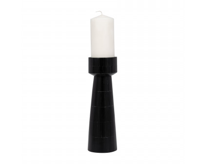 Sagebrook 12" Resin Pillar Candle Holder - Black