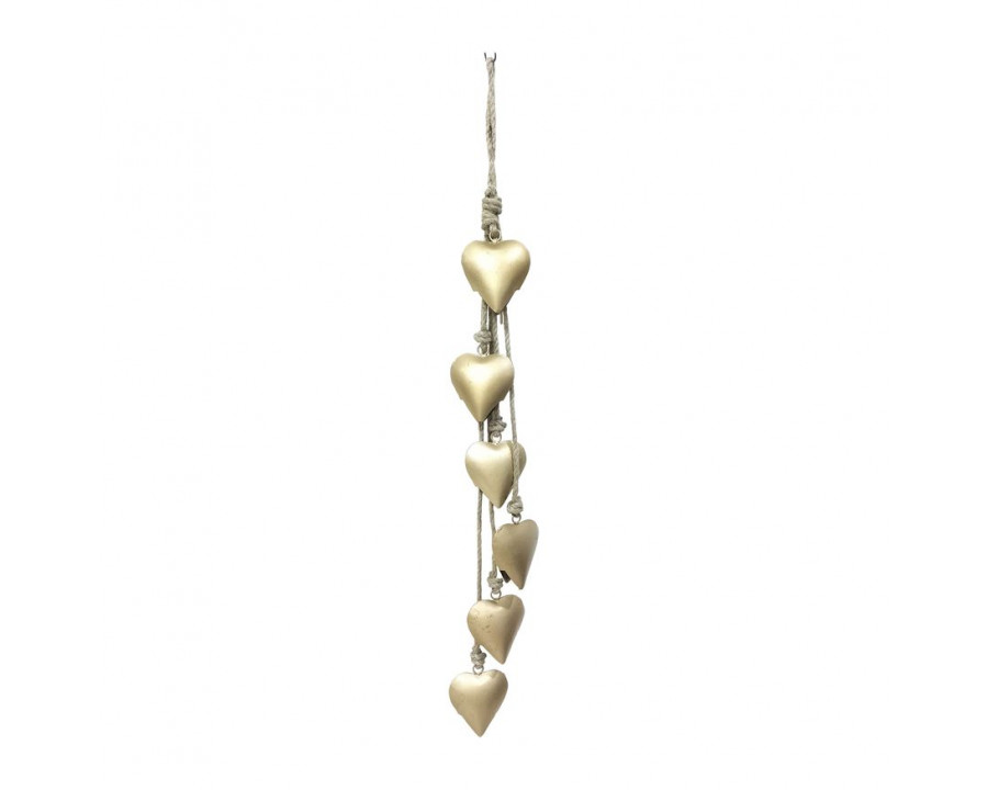 Sagebrook - 36" Metal Hearts Hanging Garland in Gold