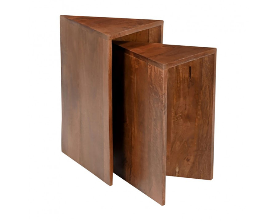 Sagebrook - Wood Triangle Side Table Set in Brown