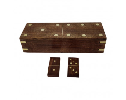 Sagebrook 8"x3" Wood Dominoes Box