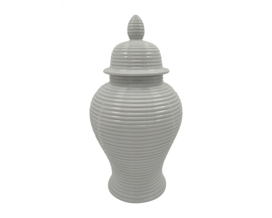 Sagebrook 24" Ceramic Ribbed Temple Jar - White