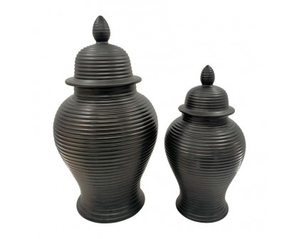 Sagebrook 24" Ceramic Ribbed Temple Jar