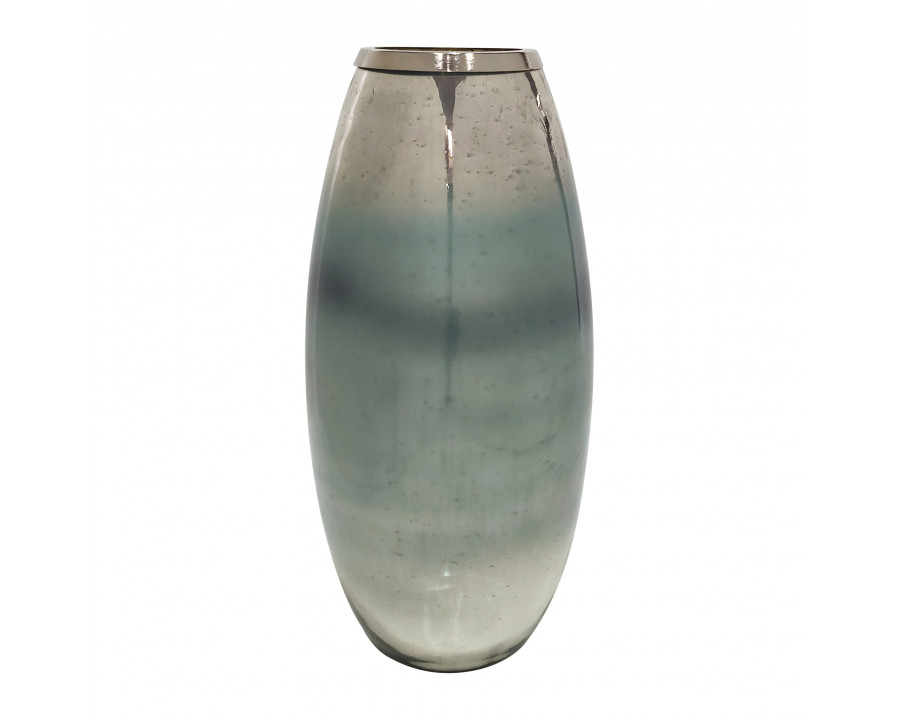 Sagebrook 17" Glass Vase with Metal Belt