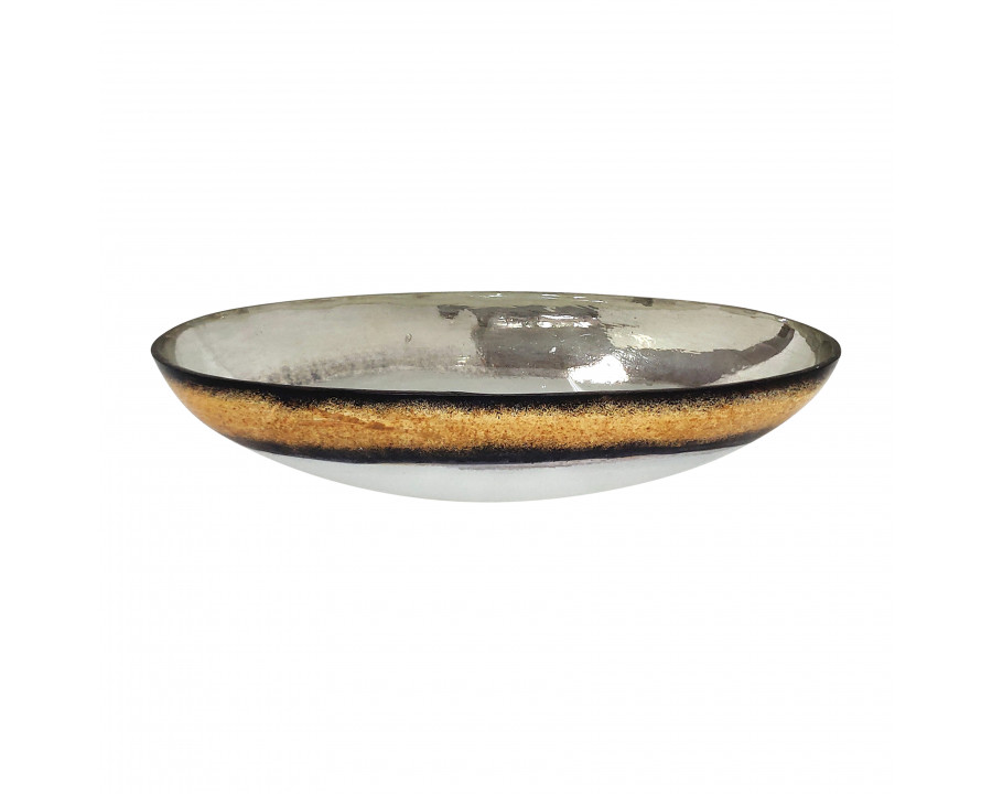 Sagebrook 13" Glass Bowl with Gold Trim - White