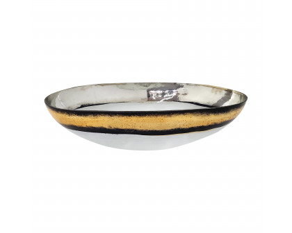 Sagebrook 13" Glass Bowl with Gold Trim