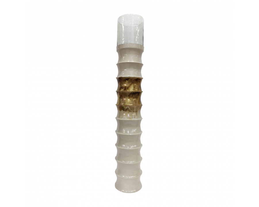 Sagebrook 62" Metal Floor Hurricane - Pearl/Gold