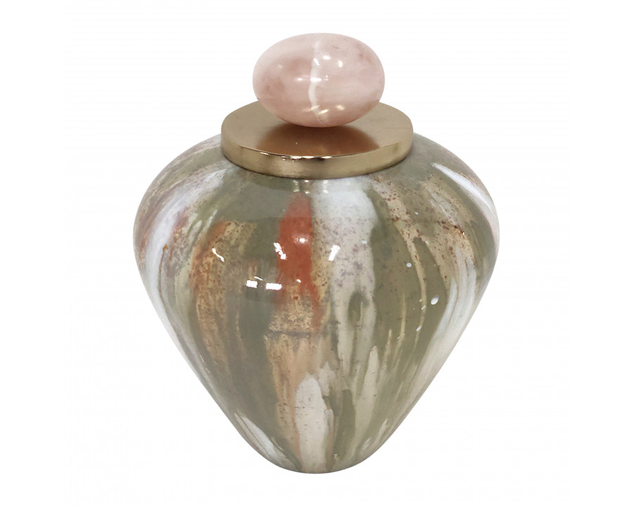 Sagebrook 9" Glass Temple Vase with Resin Topper