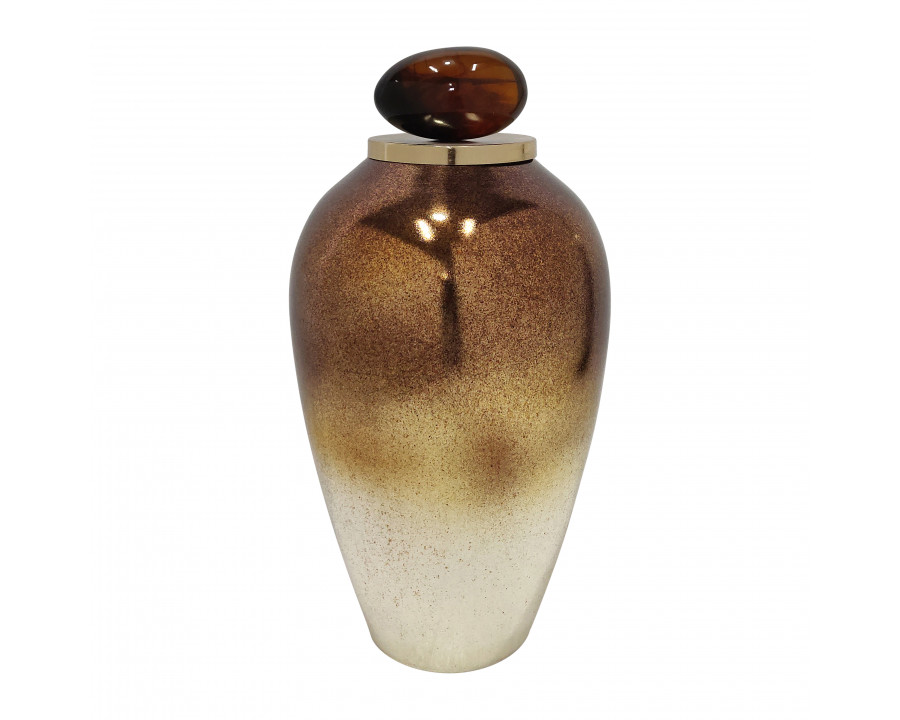 Sagebrook 20" Glass Temple Vase with Resin Topper - Copper