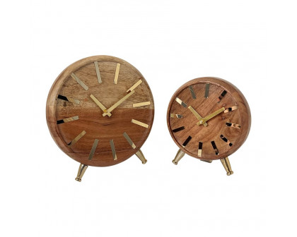 Sagebrook 7" Wood Gold Table Clock