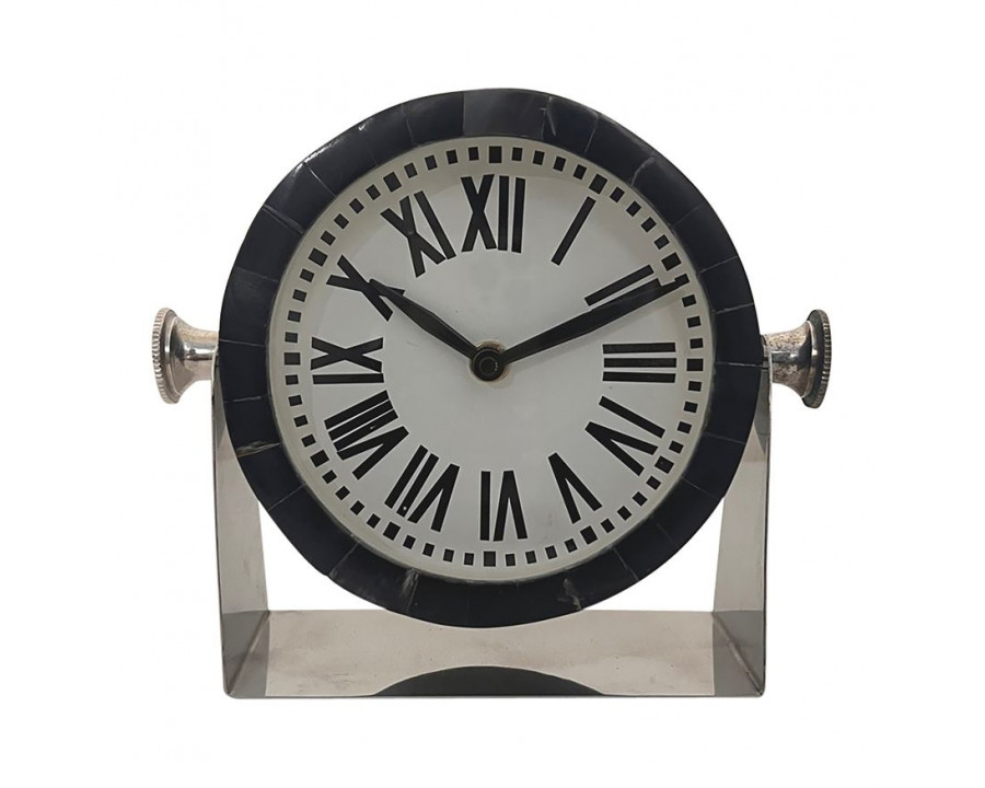 Sagebrook 6" Metal Table Clock - Nickel Black