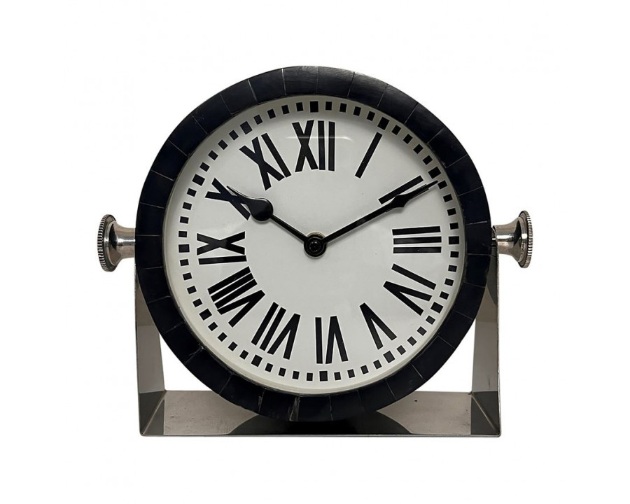 Sagebrook 7" Metal Table Clock - Nickel Black