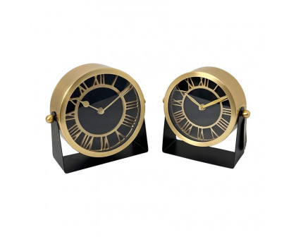 Sagebrook 6" Metal Table Clock - Gold Black