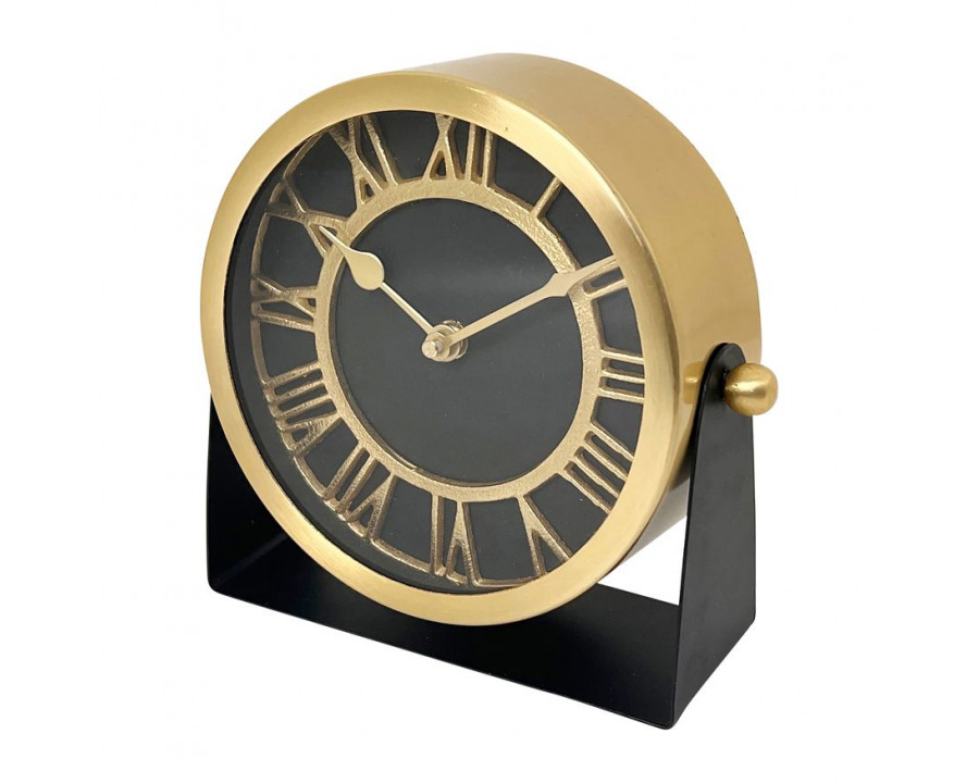 Sagebrook 7" Metal Table Clock - Gold Black