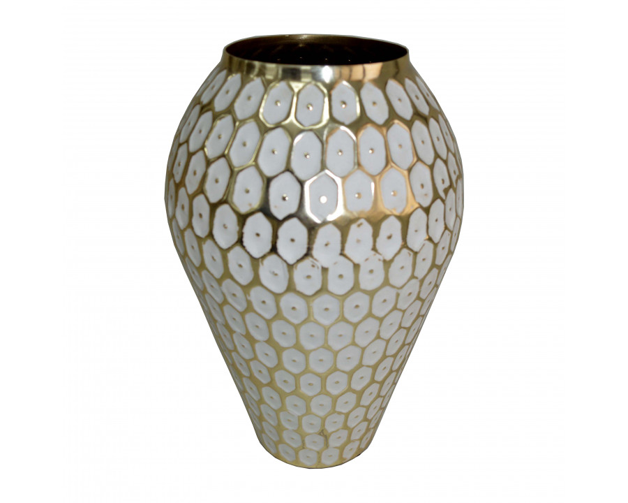 Sagebrook 12" Metal Tribal Urn Vase - Gold