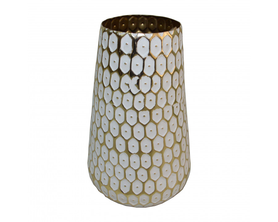 Sagebrook 11" Metal Tribal Vase - Gold