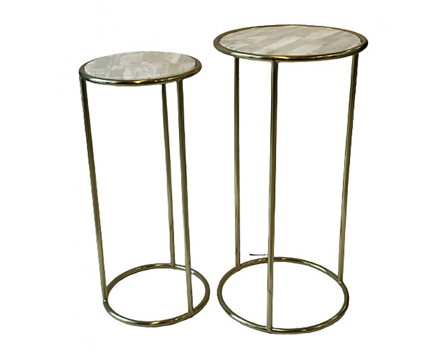 Sagebrook - Selenite Accent Table Set in White/Gold