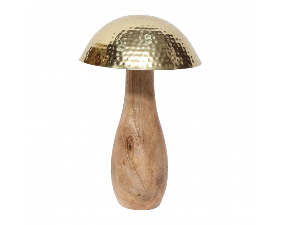 Sagebrook 16" Metal Mushroom with Wood Base - Gold