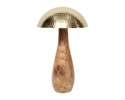 Sagebrook 16" Metal Mushroom with Wood Base