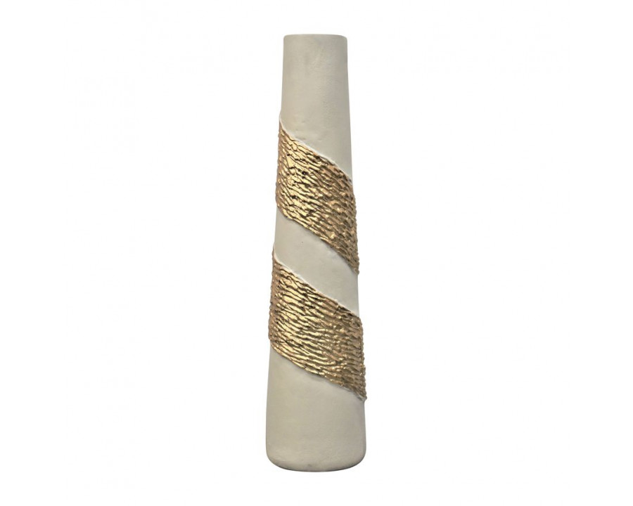 Sagebrook 26" Glass Aluminum Wrapped Vase - White/Gold