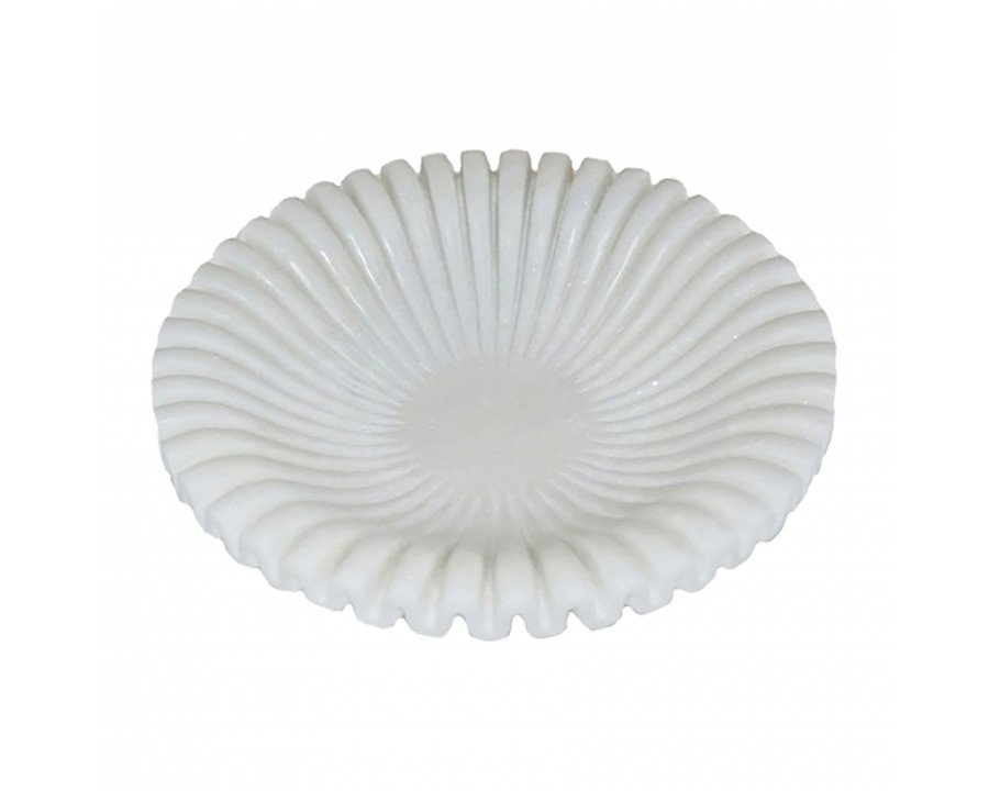 Sagebrook - 12" Marble Pleated Bowl in White