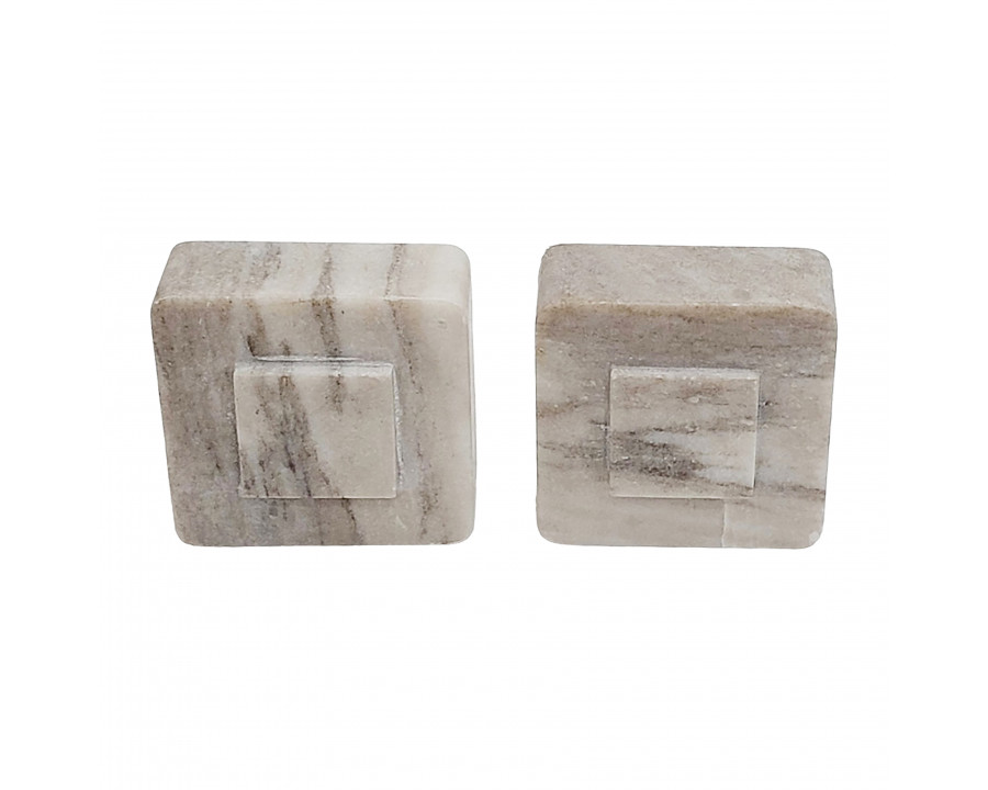 Sagebrook - 5" Marble Square Bookends (Set Of 2) in Multi-Color