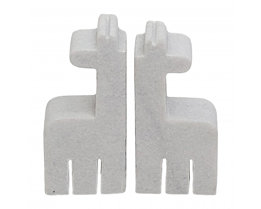 Sagebrook - 7" Marble Giraffe Bookends (Set Of 2) in White