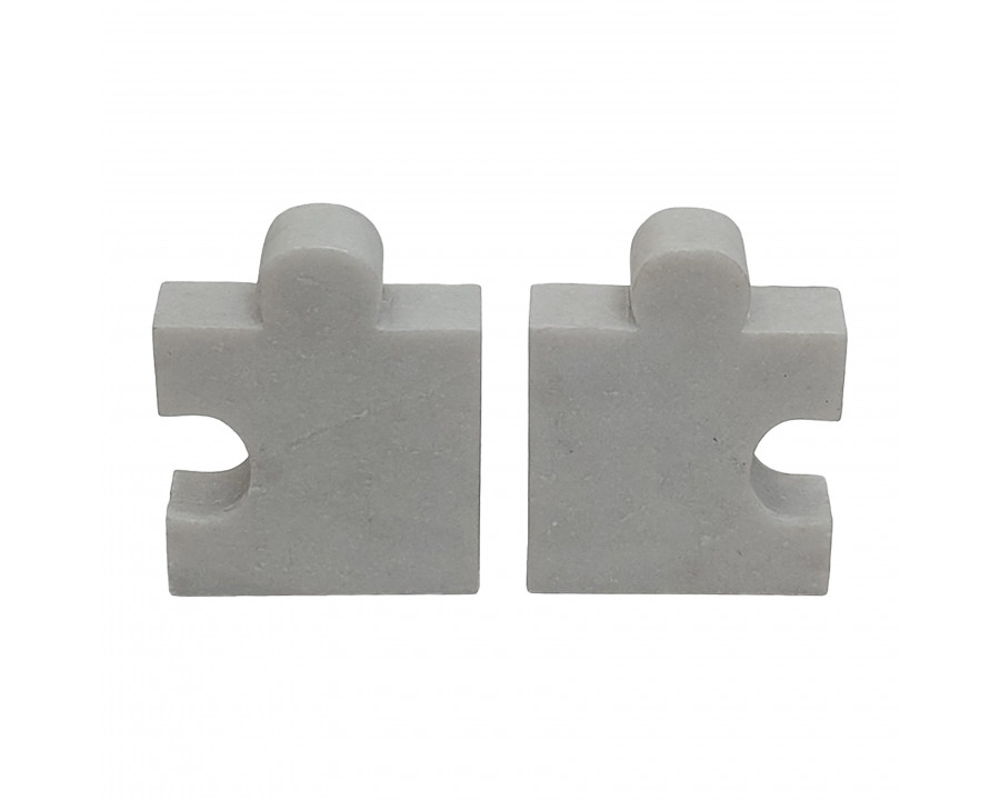 Sagebrook - 5" Marble Puzzle Piece Bookends (Set Of 2) in White