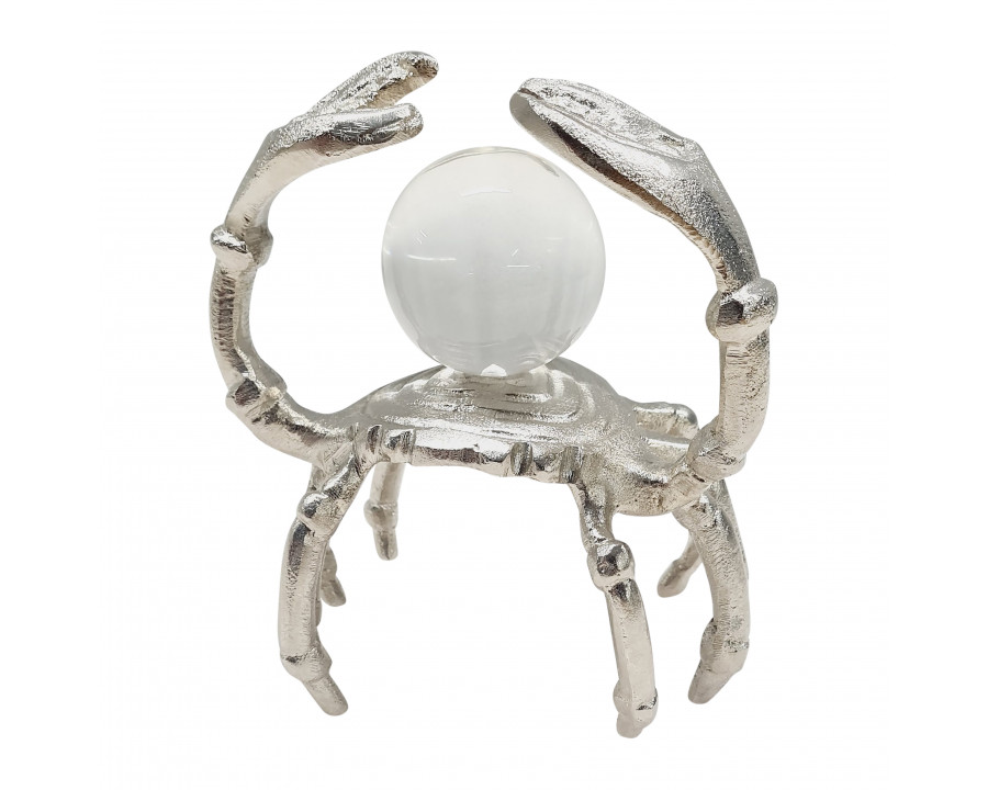 Sagebrook - 7" Metal Dancing Crab with Acrylic Ball in Silver