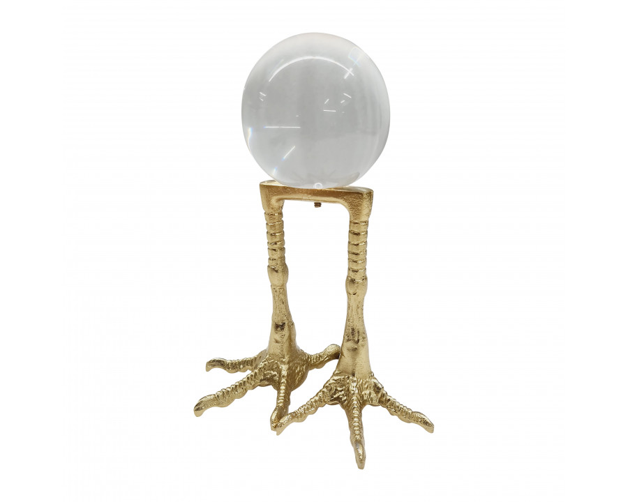 Sagebrook 8" Metal Bird Feet Holding Acrylic Ball - Gold