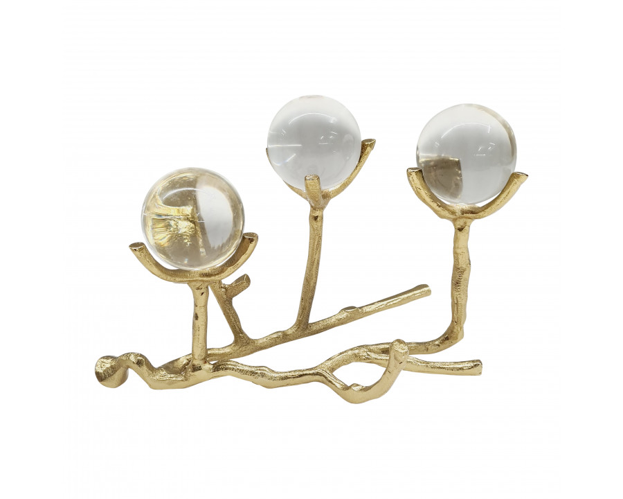 Sagebrook - 10" Metal Twigs Holding Acrylic Balls in Gold