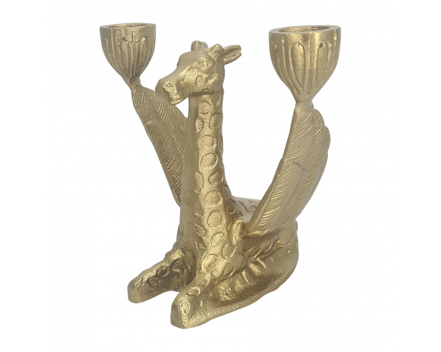 Sagebrook - 6" Metal Giraffe with Wings 2-Taper Candle Holder in Gold