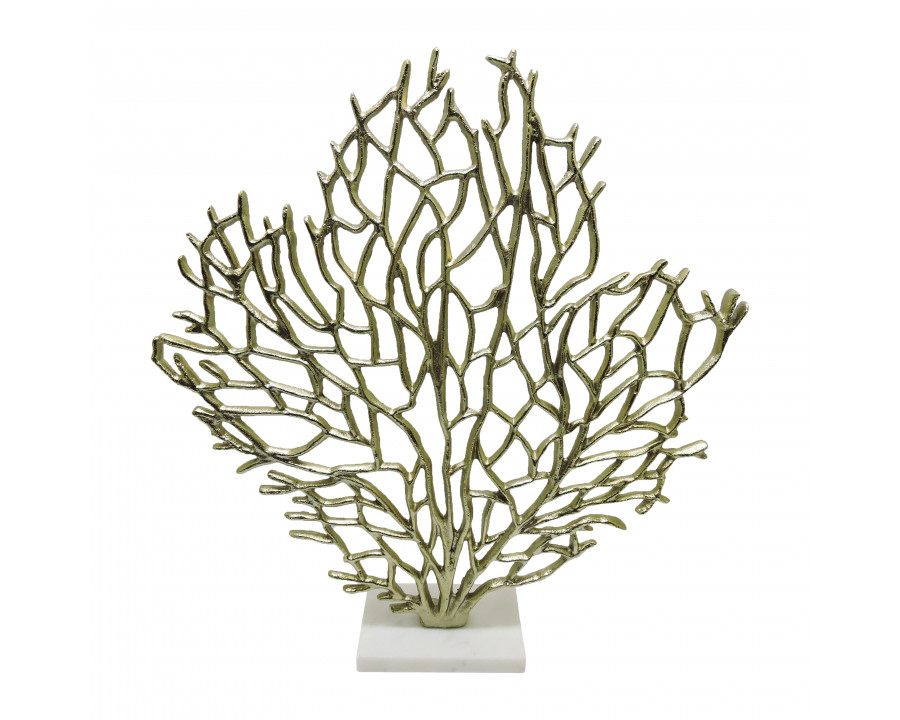 Sagebrook - 21" Metal Coral On Marble Base in Champagne