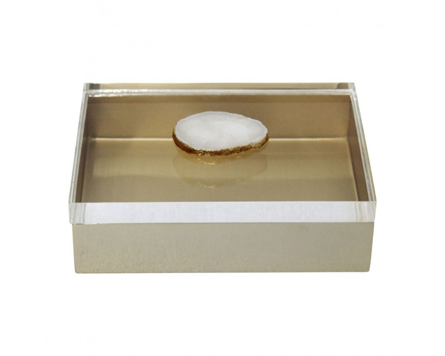 Sagebrook - 7"x5" Metal Box With Acrylic Lid Agate Knob in Multi