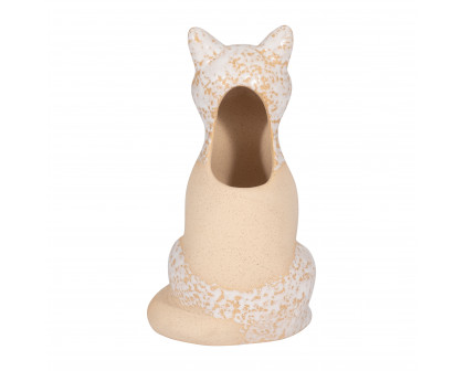 Sagebrook - 8" Ceramic Sitting Fox Vase in Ivory