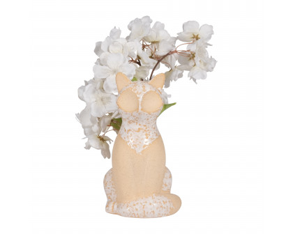 Sagebrook - 8" Ceramic Sitting Fox Vase in Ivory