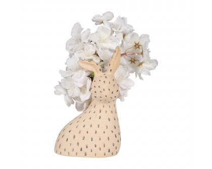 Sagebrook - 8" Ceramic Spotted Bunny in Ivory/blue